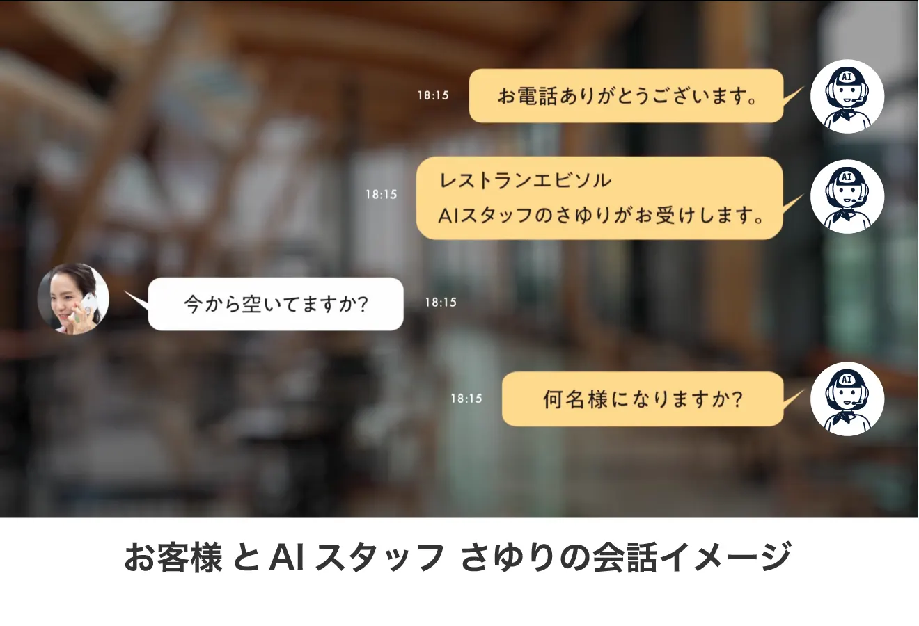 お客様とAIスタッフさゆりの会話イメージ